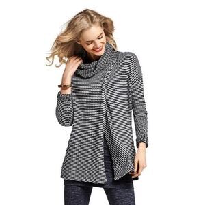 Cabi Womens Fergie Split Pullover Sweater Black Gray Long Sleeve Turtleneck Sz M